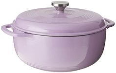 Lodge 6 Quart Enameled Cast Iron Dutch Oven with Lid – Dual Handles – Oven Safe up to 500° F or on Stovetop - Use to Marinate, Cook, Bake, Refrigerate and Serve – Lilac