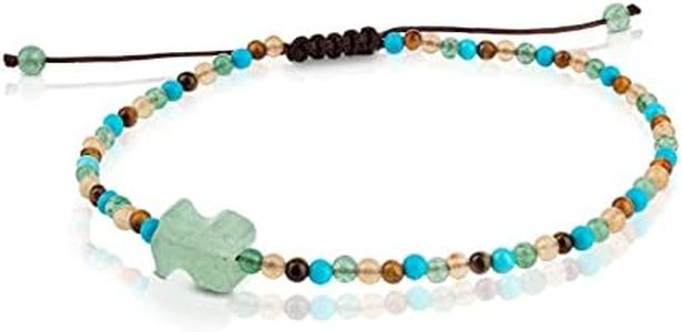 TOUS Pulsera para Mujer con bolas de howlita, cuarcita verde y roja y ojo de tigre de 0,87cm, Simple y Elegante, Colección Tibet