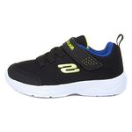 Skechers Boy's Skech-stepz 2.0 Mini Wanderer Sneaker, Black Textile Synthetic Blue Lime Trim, 10 UK Child