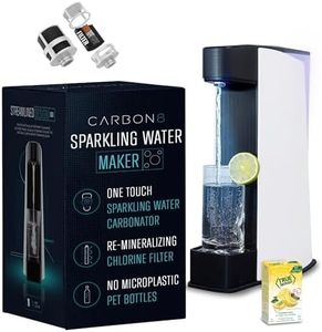 Carbon8 Sparkling Water Maker Machine - Home Soda Stream Machine, Screw-In CO2 Carbonator, Countertop Water Mineralizer, Seltzer Soda Maker Machine Dispenser - CO2 Cylinder Not Included - White