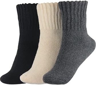 BenSorts Women's Winter Boots Socks Thick Warm Cozy Crew Socks Solid Color Gifts, Black Gray Beige 3 Pairs, Medium