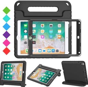 BMOUO Kids Case for iPad 9.7 Inch 2018/2017,iPad Air 2 - with Screen Protector, Shockproof Kids Case Cover Handle Stand Case for iPad 9.7 Inch 2017/2018 (iPad 5th and 6th Generation),iPad Air 2, Black