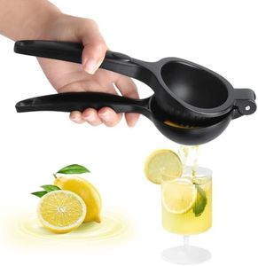 VFANDV Exprimidor Limon Manual, Exprimidor de Limón de Zumo Manual Portátil, Aleación de Aluminio, Robusto Duradero, Prensa de Mano Jugo de Clip Fruta para Cítricos, Naranja, Lima, Bebida, Negro