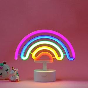 Legami - Lámpara LED de efecto neón, It's a Sign, H 19 cm, tema Rainbow, doble alimentación, cable USB (incluido) o pilas (no incluidas), lámpara de mesa, luz multicolor