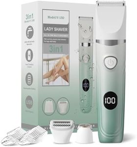 Bikini Trimmer for Women, 3-in-1 Electric Razors for Women, Waterproof Bikini Shaver Replaceable Facial, Body Trimmer for Pubic Hair, Painless Razor for Hair Trimmer Gifts for Her, Mint Green
