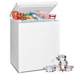 Techomey Chest Freezer 5 Cu.Ft, Compact Deep Freezer with Adjustable Thermostat, Removable Wire Basket for Small Space, Apartments, Kitchen, Bedrooms, Garage, and Office, -4°F to 6.8°F, White