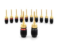 Deadbolt Flex Pin Banana Plugs for Spring Loaded Speaker Terminals, 6 Pairs Gold Plated Plugs