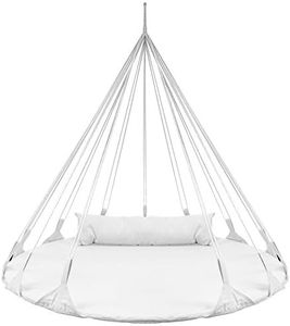 Sorbus 56" Stylish Hanging Swing Nest - Premium Cotton Double Hammock Daybed Saucer Style Lounger Swing - 264lbs Sturdy Spinner Tree Swing w/Pillow - Easy Setup - for Indoor/Outdoor, Travel - White