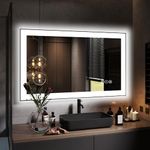 Hpeytaire LED Bathroom Mirror, 40"x24" Black Aluminum Framed Vanity Mirror with Front and Backlit, Stepless Dimmable Lighted Mirror with Anti-Fog, 3 Colors Wall Smart Mirror (Horizontal/Vertical)