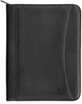 Professional Executive PU Leather Business Resume Portfolio Padfolio Case Organizer with iPad Mini or Tablet Sleeve Holder, Zippered Binder, Paper Pad, Card Holders, Document Folder - Black