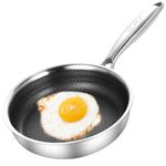 DELARLO Whole body Tri-Ply Stainless Steel 7.8 inch Mini Omelet Pans Nonstick Small Frying Pan, Oven safe induction skillet, Suitable for All Stove (Detachable Handle)