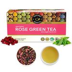 TEACURRY Rose Green Tea - 30 Pyramid Rose Green Tea Bags | Rose Green Tea Helps Lose Weight, Boosts Digestion, Relieves Anxiety, Increases Skin Glow | Green Tea With Rose - 60Gm