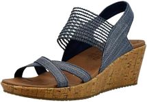 Skechers Women's Beverlee - High Tea Wedge Sandal, Navy, 6.5