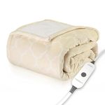 Sunbeam Royal Mink Sherpa Champagne Lattice Heated Throw, 11915