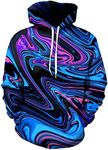 sanatty Unisex Teen Boys Girls Hoodies 3D Graphic Hoodie for Mens Womens Novelty Galaxy sweatshirt for Teenage Gift, 2j Blue Purple Ripple, Small-Medium