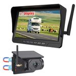 Magnetic Solar Wireless Backup Camera 7 inch Monitor DVR Looping HD 1080P 9600Amh Rechargeable Suitable for Truck Trailer Semi RV Camper Rear View Camera 1 Min Easy Install Scratch-Proof(1 Camera)