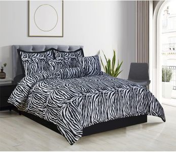 Legacy Decor Beautiful 7 Pc Black & White Zebra Animal Print Faux Fur Queen Size Comforter Bedding Set