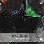 The Grinning Gargoyle Endless Encounters Fantasy DnD Map Tiles – Double Sided 28mm Miniature Battle Mats – DnD Board with Inch Square Grid Tabletop Accessory - Adventure Map Figures - (Caverns)
