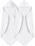 Yoofoss Hooded Baby Towels for Newborn 2 Pack 100% Muslin Cotton Baby Bath Towel with Hood for Babies, Infant, Toddler and Kids, Large 32x32Inch, Soft and Absorbent Newborn Essential