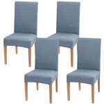 Newthinking Stretch Chair Covers for Dining Room, High Back Dining Chair Covers, Removable and Washable Full Wrap Elastic Chair Cover for Hotel, Wedding, Kitchen, Dining Room (Grey Blue, 4 Pack)