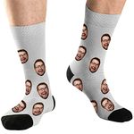 DEVFISH Personalized Photo Novelty Socks for Men, Customized Birthday gifts Women Face Socks, Custom Pet Face socks Presents, Light Grey, M