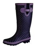 W404M-8 Navy / Mauve Polka Dot Wellies