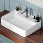 Eridanus Bathroom Vessel Sinks 24" x 18", Premium Wall Mount Bathroom Vanity Vessel Sink, Trough Floating Vessel Sink Rectangular, Lavabo para Baño, Ceramic Modern Bathroom Sink Art Washbasin