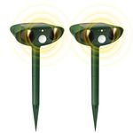 CFIKTE Waterproof Solar ultrasonic repellers Drives Animals, Driving Cats, Dogs, mice, Mosquitoes, and Insects Away from Outdoor Areas Such as Gardens, lawns, courtyards, Farms, and Pastures (2 Pack)