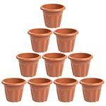 (Set of 10) 25cm Terracotta Plastic Round Planters Indoor/Outdoor Plant Pot Lightweight & Weather Resistant Contemporary Design Style Garden Planters Plant Herb Flower Pot Nursery Pot For Home