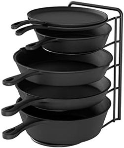 SpaceAid Heavy Duty Pan Organizer Rack for Cabinet, Pot Lid Holder, Kitchen Organization & Storage for Cast Iron Skillet, Bakeware, Cutting Board - No Assembly Required (1 pack)
