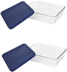 Pyrex Simply Store 6-Cup Rectangular Glass Food Storage Dish,Blue (2 Pack)