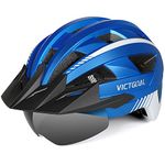 VICTGOAL Adult Bike Helmet for Men Women Detachable Magnetic Goggles and Sun Visor Bicycle Helmet Mountain Road Bike Cycling Helmet M/L/XL Size (L: 22.4-24 inch (57-61 cm), Metal Blue)