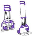 MAXBROTHERS Folding Hand Truck Aluminum Portable Folding Hand Cart W/Fixed Rope, 175lbs Capacity Hand Cart Ideal for Home, Auto, Office,Travel Use (Purple)