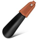 ZOMAKE Metal Shoe Horns with Leather Handle Stainless Steel Shoehorn for Traveling