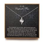 To My Boyfriends Mom Necklace, Boyfriends Mom Gift, Sterling Silver Infinity Knot Necklace for Boyfriends, Mothers Day Gifts for Boyfriends Mom, Christmas Birthday Gifts to My Boyfriends Mom, Cubic