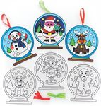 Baker Ross FC181 Christmas Snow Globe Suncatchers - Pack of 6, Suncatchers for Kids to Decorate and Display, Make Your Own Garden Decorations