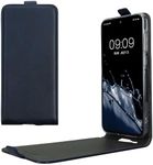kwmobile Vertical Flip Case Compatible with Samsung Galaxy A55 5G - Case PU Leather Protective Flip Cover with Magnet - Dark Blue