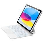 GreenLaw Stain Resistant Keyboard Case for iPad 10th Generation, Floating Cantilever Stand, Multi-Touch Trackpad, 7 Color Backlit, Magnetic Bluetooth Keyboard for iPad 10th Gen (10.9" 2022), White