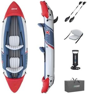 Bestway Hydro-Force Rapid X2 Inflatable 2 Person Kayak Outdoor Lake and River Water Sport Set with 2 Paddles, Hand Pump, and 2 Removable Fins