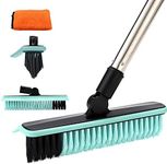 Homilifibra 2 in 1 Swivel Grout Brush with 57.8'' Long Handle,120°Rotatable Floor Scrub Brush,Shower Scrubber for Tile Floors Kitchen Bathroom,V-Shaped Corner Hard to Reach Areas Green