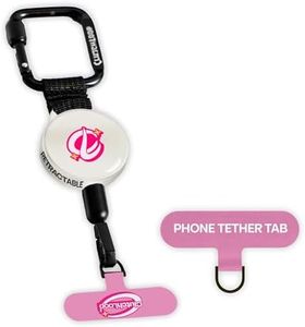 ClutchLoop Anti-Theft Phone Tether - Universal Adhesive Anchor, Retractable Steel Line and Locking Carabiner (Pinkie)