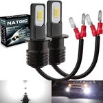 NATGIC H3 Led Bulbs Super Bright 2400LM 6500K Waterproof IP68 Led Light for Fog Lights, Daytime Running Lights, Automotive Driving Lamps, 12V, 75W, Xenon White (Pack of 2)