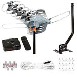 Five Star HDTV Antenna Digital Outdoor Antenna,150 Miles Range, 360 Degree Rotation Wireless Remote-Snap-On Installation Support 5 TVs, with Installation kit and Mounting Pole