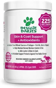 Doggie Dailies Skin & Coat Supplement + Antioxidant Support, 225 Soft Chews, Salmon Oil for Dogs Skin and Coat with Collagen, Omega 3, Krill Oil, Biotin, & Coconut Oil for Dogs (Salmon)