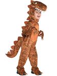 Amscan 9904748 - Kids Brown T-rex Dinosaur Hooded Jumpsuit Fancy Dress Costume Age: 4-6 Yrs