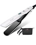 CkeyiN Hair Straighteners Wide Plates, Tourmaline Ceramics Professional 1.8 inch Flat Iron with LCD Display 12 Speed Temperature Control, Dual Voltage PTC Fast Heating Straighter