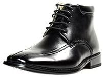 Own Shoe Men's Ankle Winter Chukka Boots Dressy Lace up Faux Leather (7.5, B8212 Black)