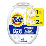 Tide Hygienic Clean Heavy Duty 10x Free Power PODS Laundry Detergent Pacs, Unscented, For Visible and Invisible Dirt, 45 Count