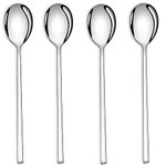 AOOSY Korean Spoon,Stainless Steel Round Soup Spoons Set of 4,Table Spoons,8.5 inch Long Handle Dinner Rice Korean Spoon Set for Home Kitchen Restaurant