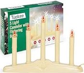 Tupkee Christmas Candolier Window Candles – with Flickering Bulbs – 5-Lights Indoor -Flameless Electric Window Candles Candelabra
